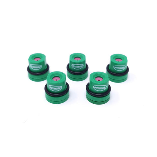 Pack of 5 Eco green hollow cone spray nozzles, for use with Pitchmark's Eco Club and Eco Pro spray markers and Direct ready-to-use line marking paint.